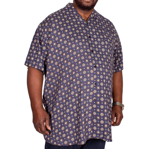 D555 Langford Printed Short Sleeve Shirt Navy