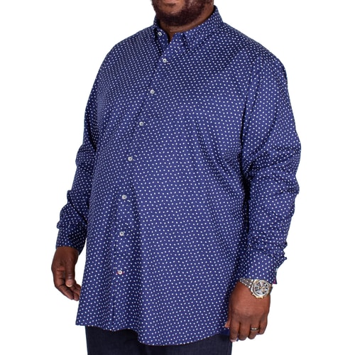D555 Bainton Printed Long Sleeve Shirt Dark Blue