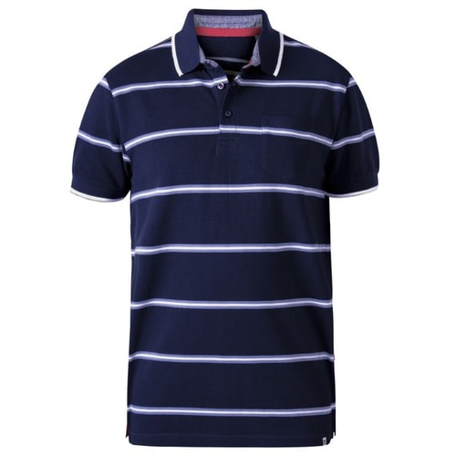 D555 Montego Twin Stripe Pique Polo Shirt Navy