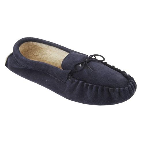 Mokkers Jake Navy Suede Moccasin Indoor Slipper