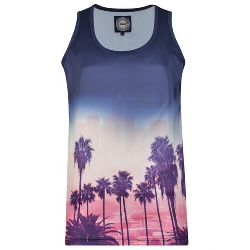 KAM Palm Tree Sunset Vest Navy