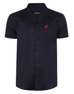 Bigdude Relaxed Collar Short Sleeve Shirt Navy