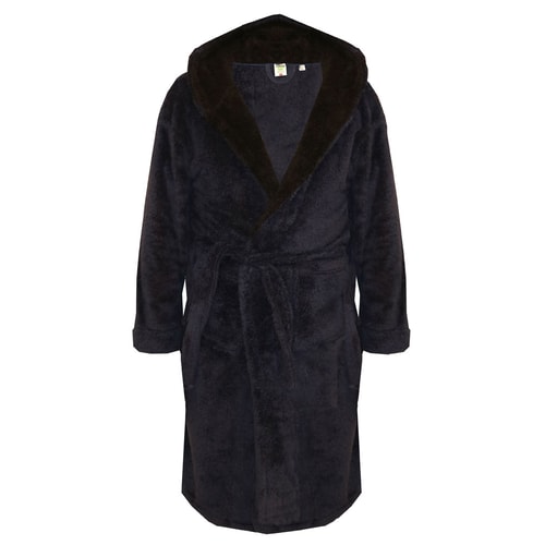 D555 Newquay Super Soft Hooded Fleece Dressing Gown Navy