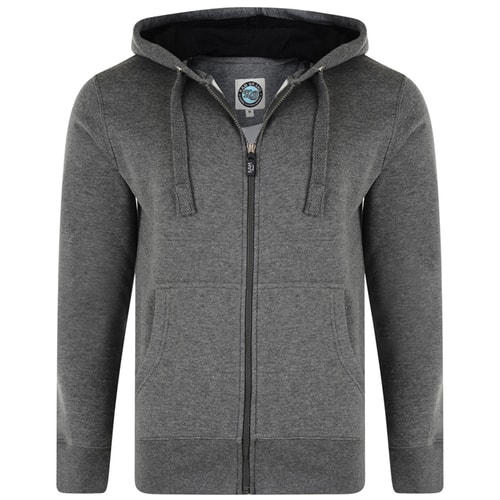 Kam Full Zip Plain Hoodie Tall Charcoal