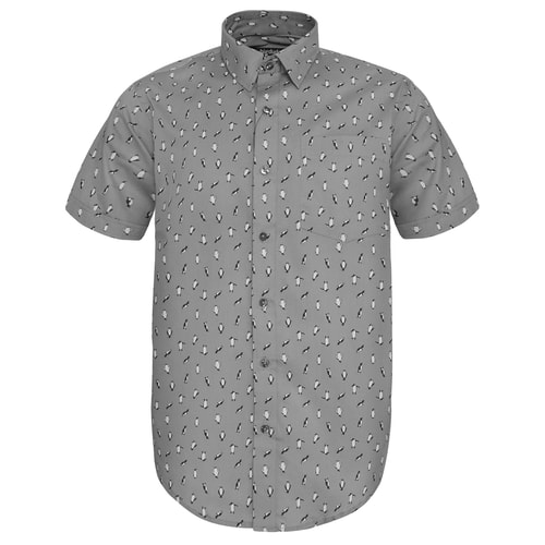 Bigdude Short Sleeve Penguin Print Shirt Grey