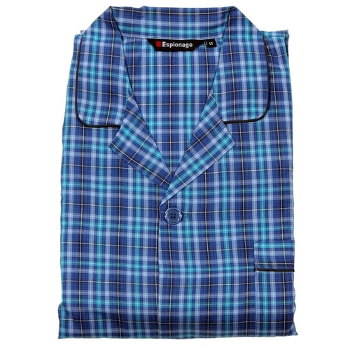 Espionage Woven Blue Check Pyjamas