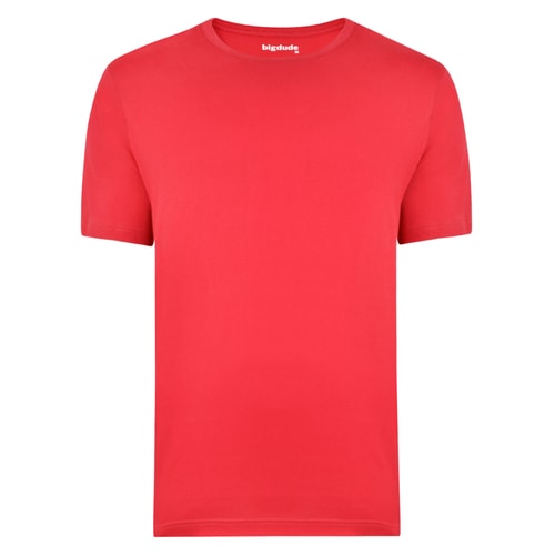 Bigdude Plain Crew Neck T-Shirt Red Space Cherry