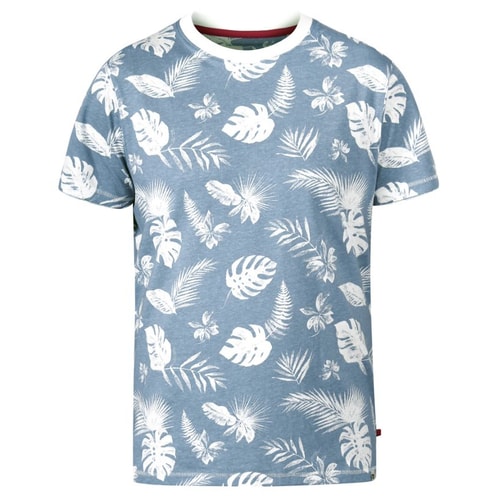 D555 Rudd Hawaiian Print T-Shirt Sky Blue