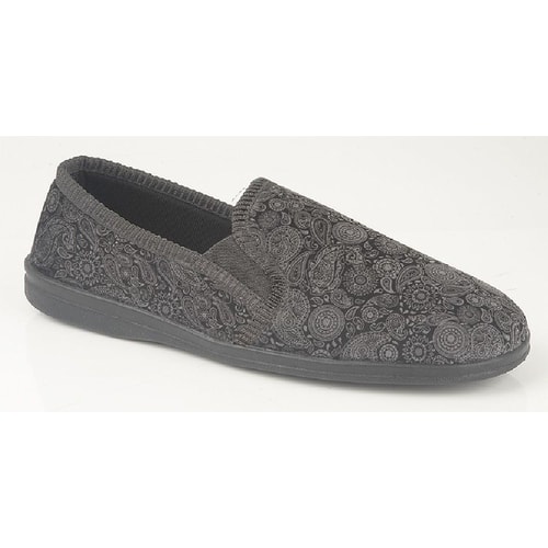 Sleepers Monty Paisley Print Slippers Grey/Black