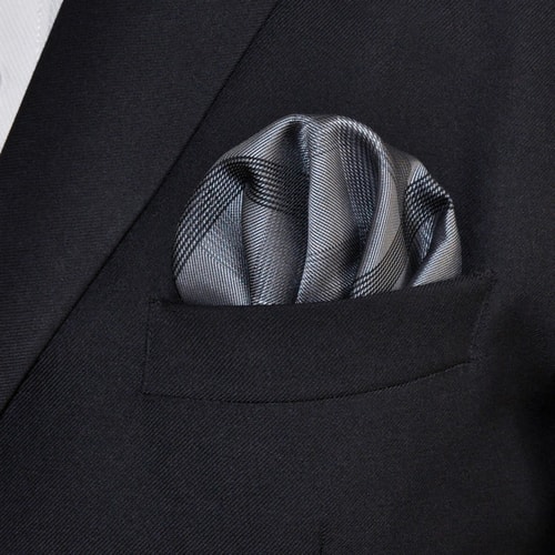 Silk Pocket Square Dark Grey Checked