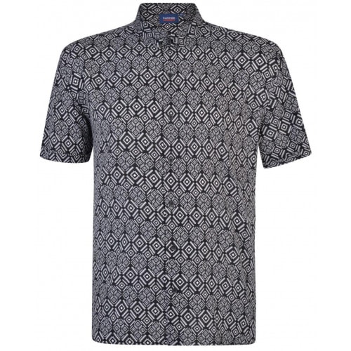 Espionage Tribal Print Short Sleeve Shirt Black/White