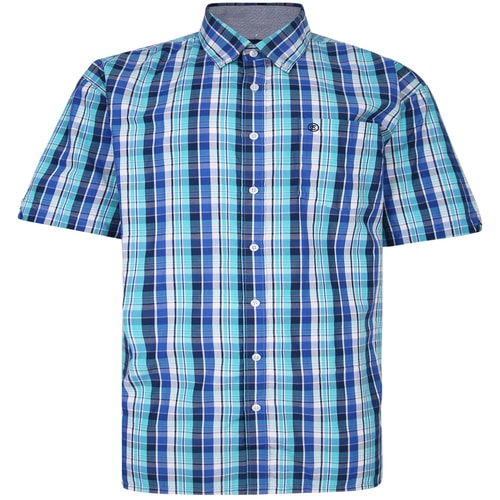 Espionage Short Sleeve Check Shirt Blue/Turquiose