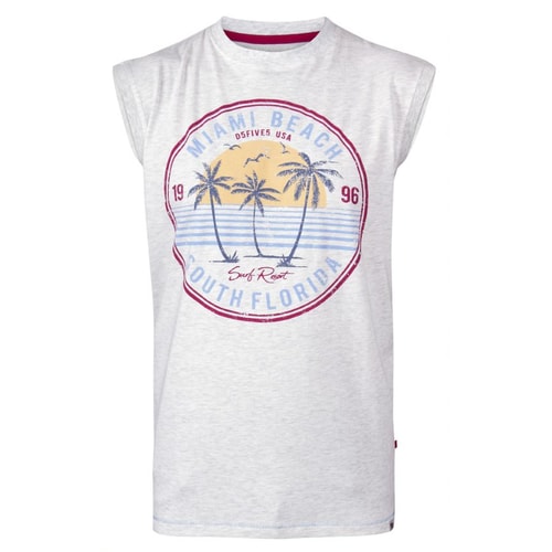 D555 Shipley Miami Beach Printed Vest Top White Marl