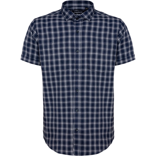 Bigdude Fine Check Short Sleeve Shirt Navy/White