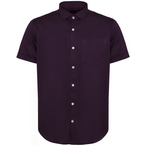 Bigdude Fine Twill Short Sleeve Shirt Plum Tall