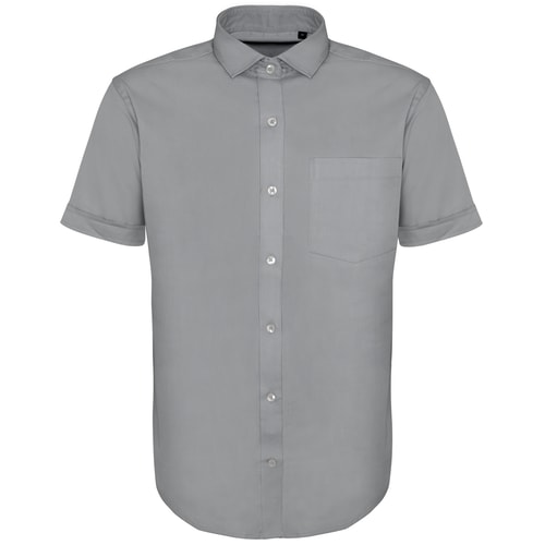 Bigdude Fine Twill Short Sleeve Shirt Stone