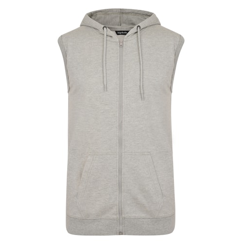 Bigdude Loop Back Sleeveless Hoody Grey Marl
