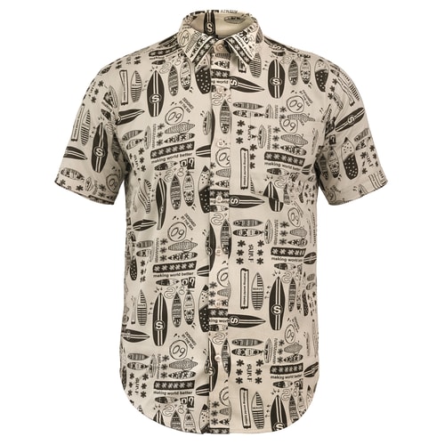 Bigdude Short Sleeve Surfboard Print Shirt Sand