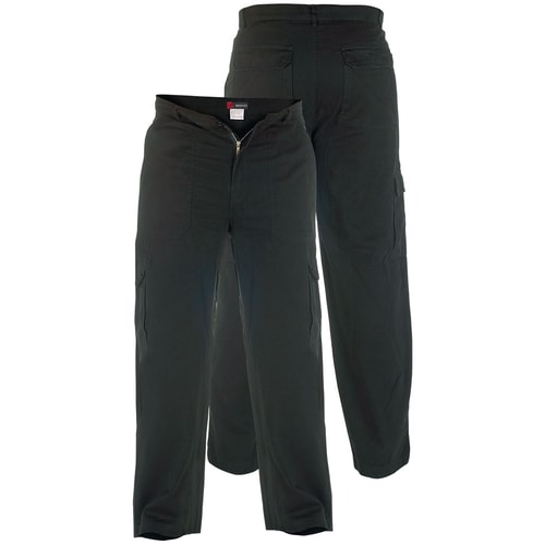 Tall Duke Kingsize Cotton Cargo Trousers Black