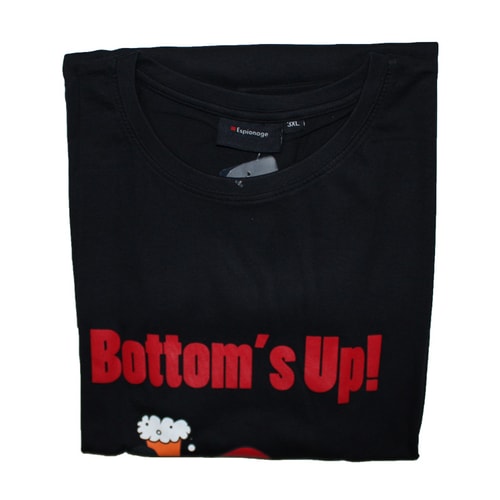 Espionage Black Novelty Christmas 'Bottom's Up' T-Shirt