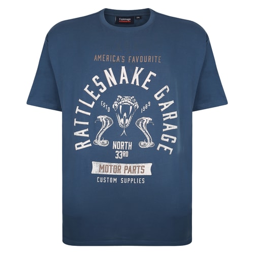 Espionage Rattle Snake Printed T-Shirt Blue