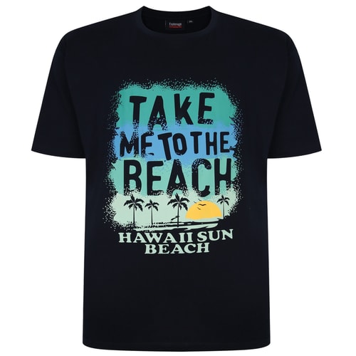 Espionage Beach Print T-Shirt Navy