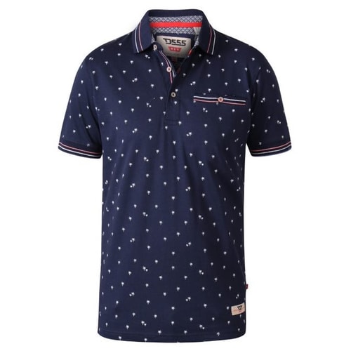 D555 Thames Print Polo Shirt Navy