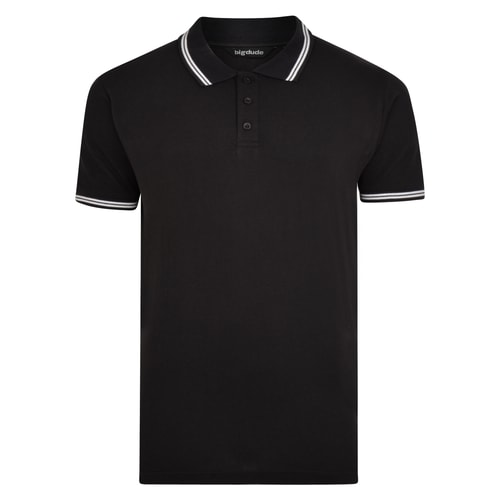Bigdude Tipped Polo Shirt Black Tall
