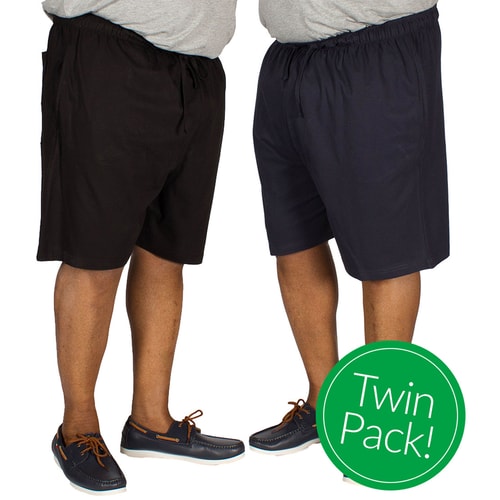 Espionage Twin Pack Pyjama Shorts Navy and Black