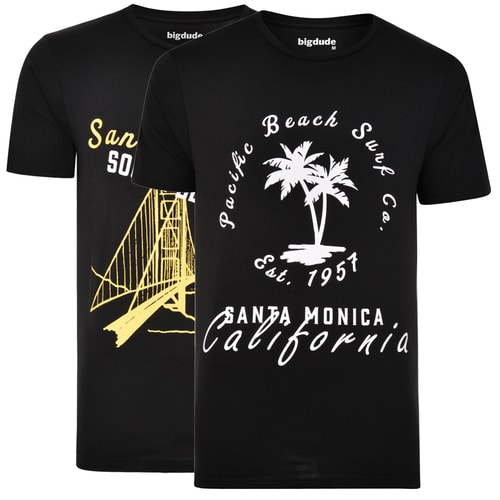 Bigdude Print T-Shirt Twin Pack Black