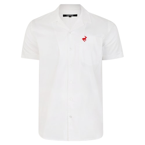 Bigdude Relaxed Collar Short Sleeve Shirt White Tall