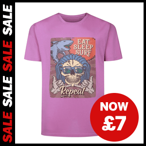 Eat Sleep Surf Repeat Print T-Shirt now £7
