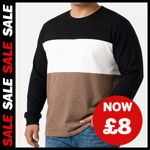 Colour Block Long Sleeve T-Shirt Now £8