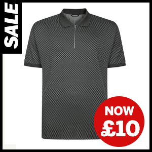 Zipped Geometric Polo Shirt now £10