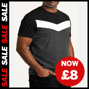 Chevron Cut & Sew T-Shirt Now £8