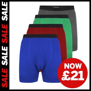 4 Pack Jersey Knitted Boxer Shorts now £21